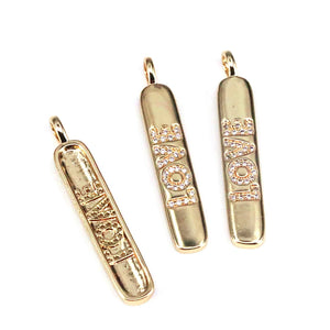 10Pcs CZ Micro Pave LOVE Bar Pendant Cubic Zirconia Strip Pendant