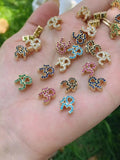 10Pcs CZ Spacer Beads Smiley Face Hamsa Hand Heart Leaf Shape Crystal