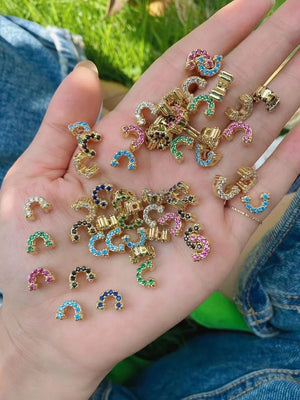 10Pcs CZ Spacer Beads Smiley Face Hamsa Hand Heart Leaf Shape Crystal