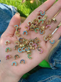 10Pcs CZ Spacer Beads Smiley Face Hamsa Hand Heart Leaf Shape Crystal