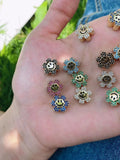 10Pcs CZ Spacer Beads Smiley Face Hamsa Hand Heart Leaf Shape Crystal
