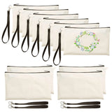 10Pcs Canvas Pencil Pouch Tote Bags Set DIY Craft Blank Zip Canvas Pen Case