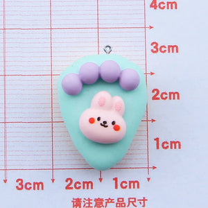 10Pcs Bear Rabbit Cake Resin Charms Pendants for Jewelry Making DIY