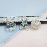 10Pcs Clear Bear Hearts Resin Charms for DIY Jewelry Making C902