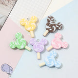 10Pcs Cartoon Mouse Lollipop Resin Charms for DIY Jewelry Making