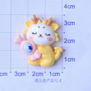 10Pcs Cartoon Dragon Resin Charms DIY Pendant Keychain Craft Accessory