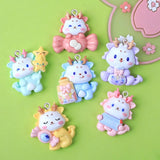 10Pcs Cartoon Dragon Resin Charms DIY Pendant Keychain Craft Accessory