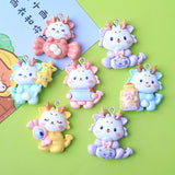 10Pcs Cartoon Dragon Resin Charms DIY Pendant Keychain Craft Accessory