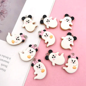 10Pcs Ghost Biscuit Resin Charms for Jewelry Making DIY Earrings
