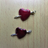 10Pcs Cartoon Heart Charm Metal Enamel Red Heart Charms Pendant DIY Bracelet