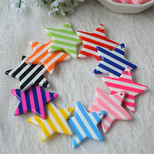 10Pcs Cartoon Striped Star Charm Colorful Pendant DIY Jewelry Making
