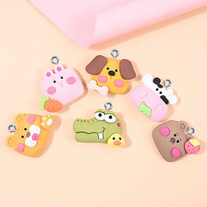 10Pcs Cute Animal Resin Charms for DIY Jewelry Making