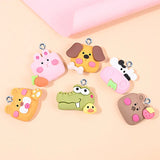 10Pcs Cute Animal Resin Charms for DIY Jewelry Making