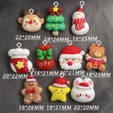 10Pcs Catoon Santa Claus Bear Rabbit Resin Charms DIY Christmas Surprise