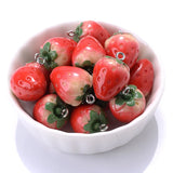 10Pcs 3D Strawberry Resin Pendant for DIY Jewelry Making