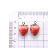 10Pcs 3D Strawberry Resin Pendant for DIY Jewelry Making
