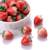 10Pcs 3D Strawberry Resin Pendant for DIY Jewelry Making