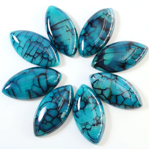 10Pcs Dragon Veins Stone Cabochons 20*40mm Women Jewelry Making