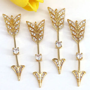 10Pcs Micro-pave Cz Arrow Pendant, Jewelry Making DIY Craft