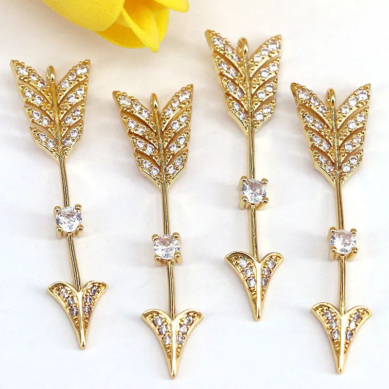 10Pcs Micro-pave Cz Arrow Pendant, Jewelry Making DIY Craft