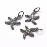 10Pcs Starfish Sea Stars Antique CZ Pendants Jewelry Making