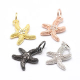 10Pcs Starfish Sea Stars Antique CZ Pendants Jewelry Making