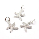 10Pcs Starfish Sea Stars Antique CZ Pendants Jewelry Making