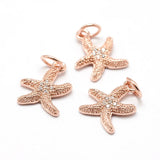 10Pcs Starfish Sea Stars Antique CZ Pendants Jewelry Making