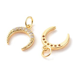 10Pcs 18K Plated Moon Pendants Rhinestone Jewelry Charms DIY Earrings Necklace