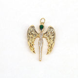 10Pcs CZ Micro Pave Angel Charm, Zirconia Wings Pendant