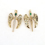 10Pcs CZ Micro Pave Angel Charm, Zirconia Wings Pendant