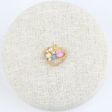 10Pcs Heart Rhinestone Charms Metal Love Pendant Trinket Couple Jewelry DIY