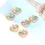 10Pcs Heart Rhinestone Charms Metal Love Pendant Trinket Couple Jewelry DIY