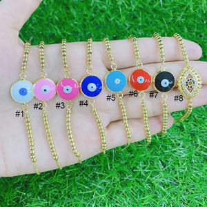 10Pcs Colorful Enamel Eyes Beaded Bracelets for Ladies