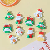 10Pcs Christmas Dog Series Resin Charms Keychain Phone Pendants DIY Decor