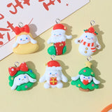 10Pcs Christmas Dog Series Resin Charms Keychain Phone Pendants DIY Decor