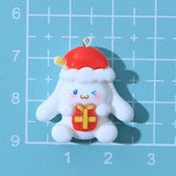 10Pcs Christmas Dog Series Resin Charms Keychain Phone Pendants DIY Decor