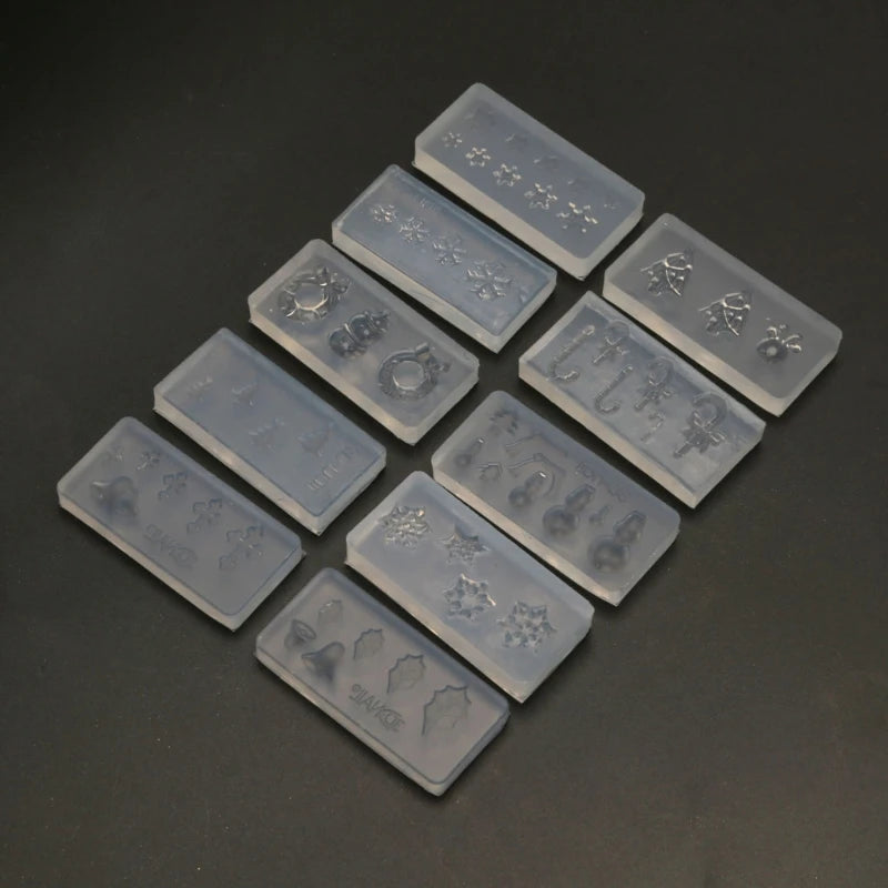 10Pcs Christmas Silicone Nail Art Mold Set