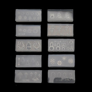 10Pcs Christmas Silicone Nail Art Mold Set