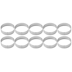 10Pcs Stainless Steel Tart Rings with Holes Kitchen Baking Mould