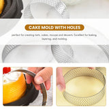 10Pcs Stainless Steel Tart Rings with Holes Kitchen Baking Mould