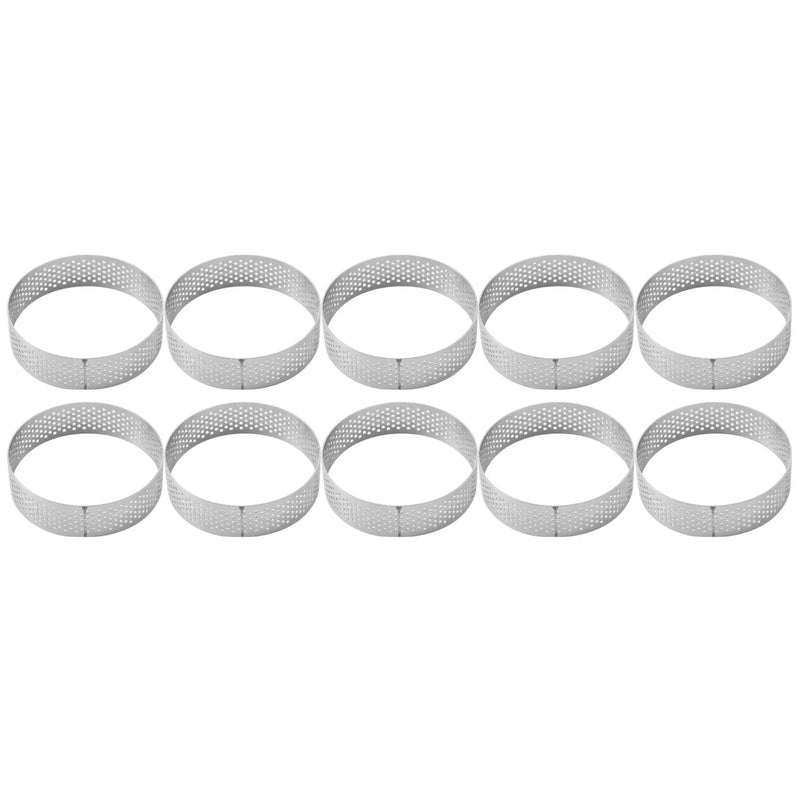 10Pcs Stainless Steel Tart Rings with Holes Kitchen Baking Mould