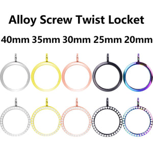 10Pcs 30mm Round Memory Twist Locket Pendant Necklace Jewelry Bulk