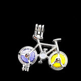 10Pcs Bike Charm Pearl Cage Locket Aromatherapy Pendant Necklace Keychain