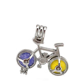 10Pcs Bike Charm Pearl Cage Locket Aromatherapy Pendant Necklace Keychain