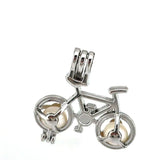 10Pcs Bike Charm Pearl Cage Locket Aromatherapy Pendant Necklace Keychain