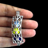 10Pcs Rhombus Grid Pearl Cage Aromatherapy Pendant DIY Jewelry