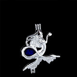 10Pcs Mermaid Charm Pearl Cage Locket Aromatherapy Pendant Necklace Bracelet DIY