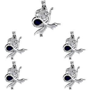 10Pcs Mermaid Charm Pearl Cage Locket Aromatherapy Pendant Necklace Bracelet DIY
