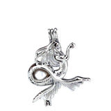 10Pcs Mermaid Charm Pearl Cage Locket Aromatherapy Pendant Necklace Bracelet DIY